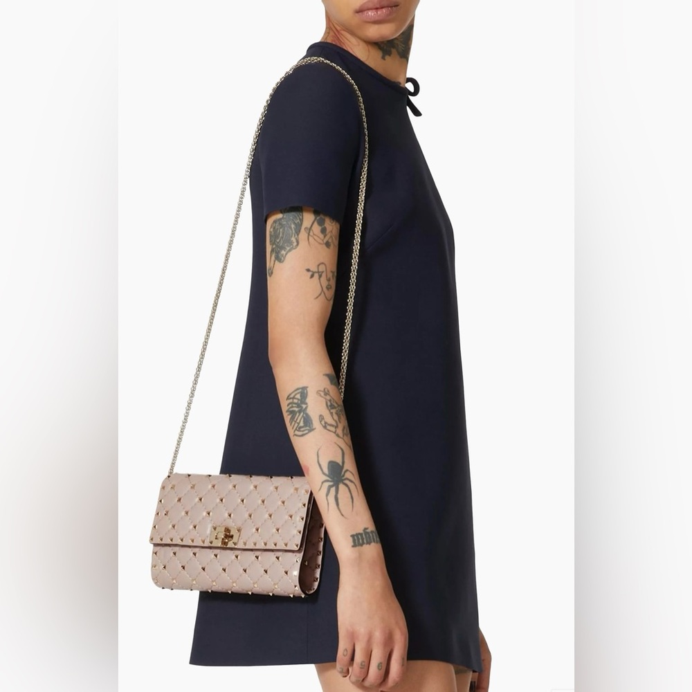VALENTINO ROCKSTUD SPIKE NAPPA LEATHER CROSSBODY CLUTCH BAG - Picture 5 of 15